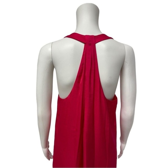 BCBG Max Azria Women’s Sleeveless Elegant Bright Pink Satin Maxi Dress - Picture 6 of 15